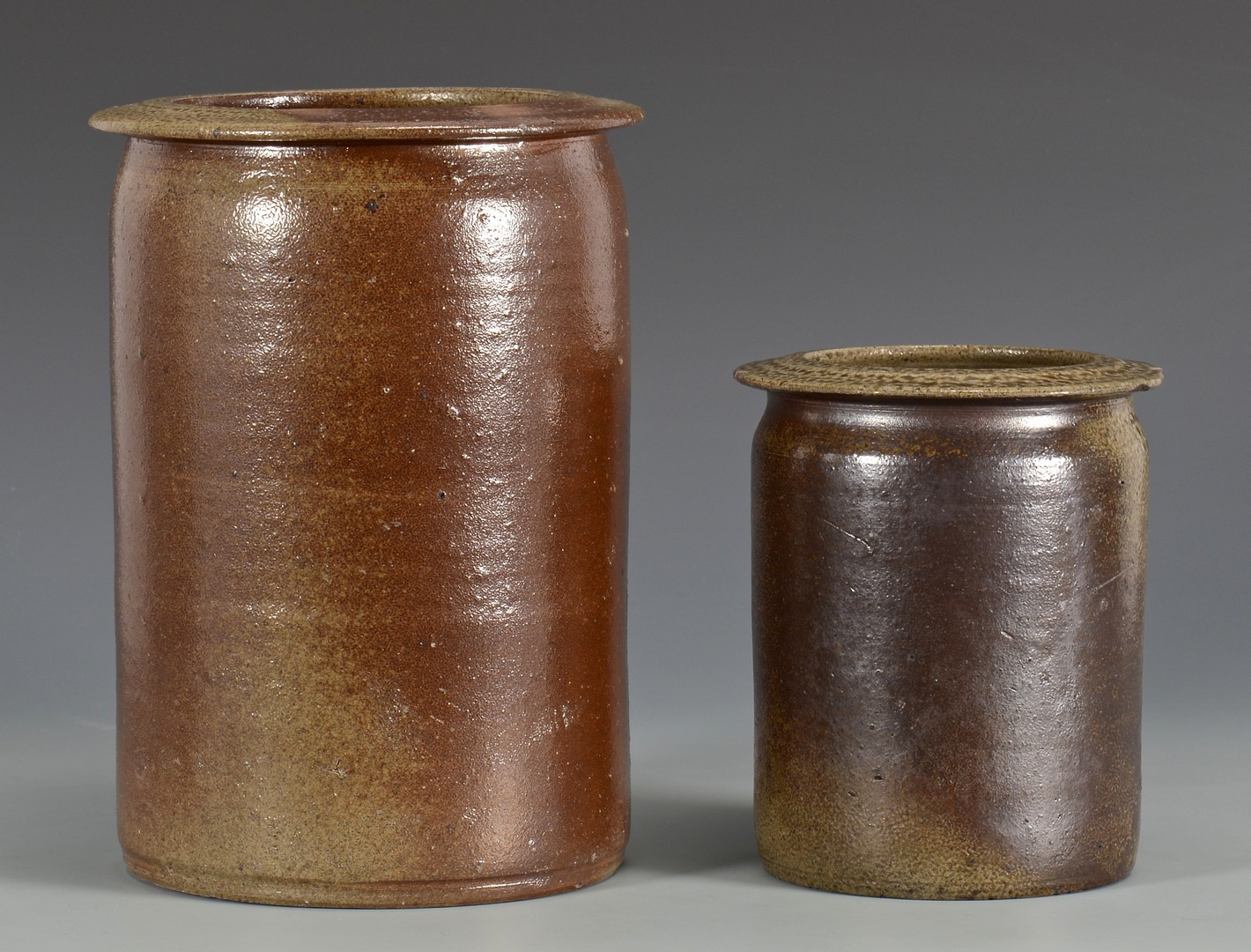 Lot 155: 2 NC Stoneware Jars, Himer Fox