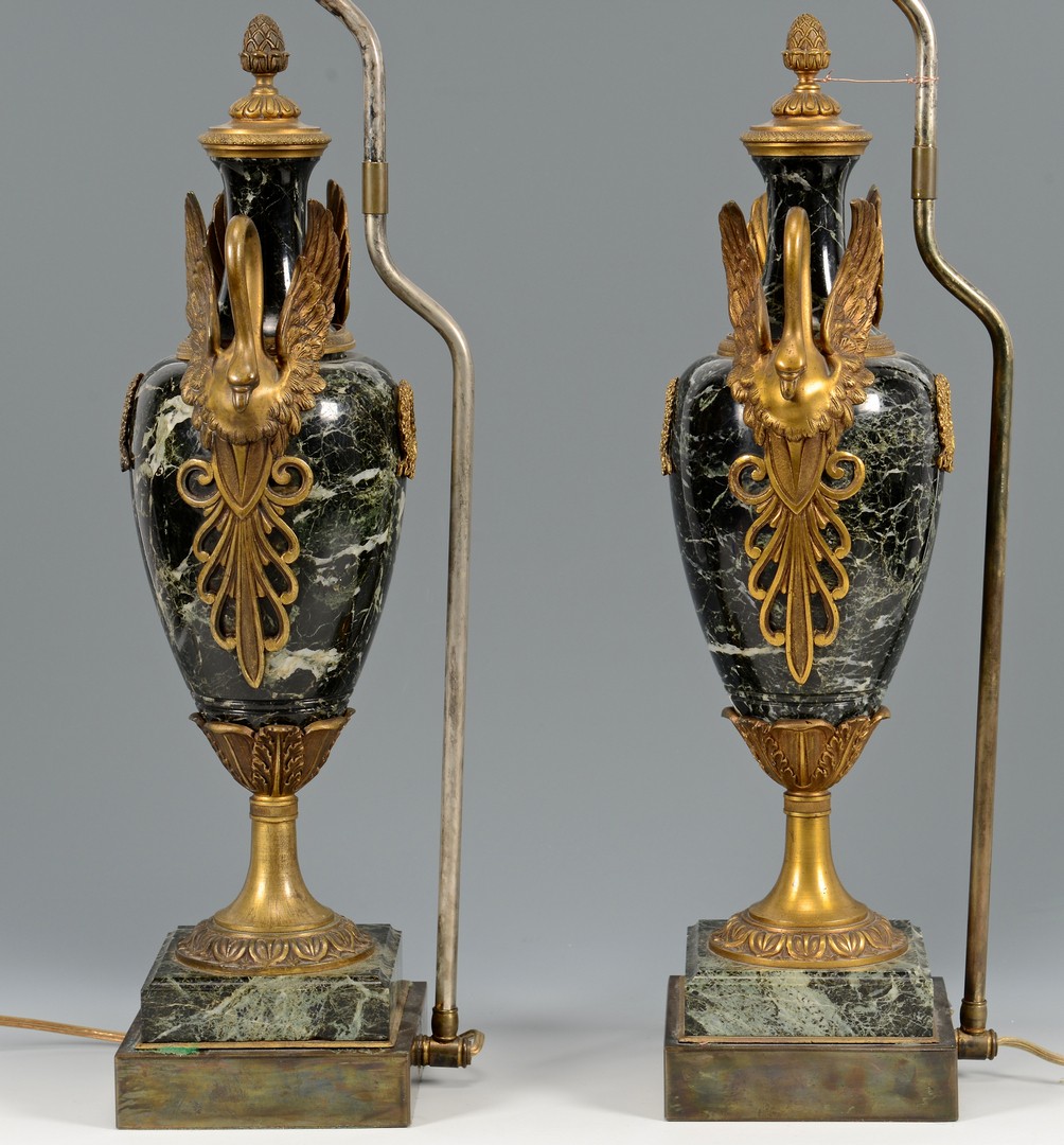 Lot 159: Pr French Style Marble & Bronze Lamps