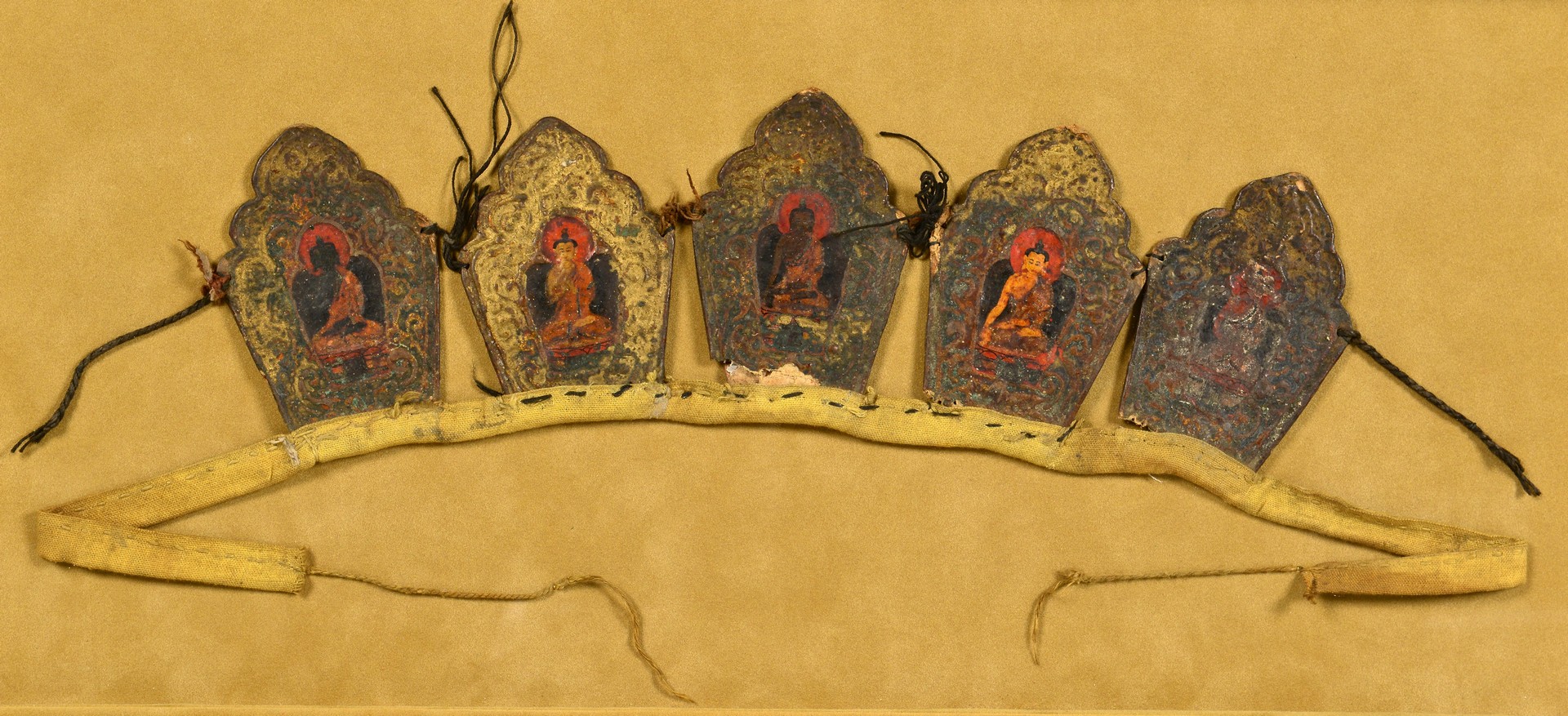 Lot 15: Tibetan Buddhist Crown Ringga & Tibetan Bone Brace