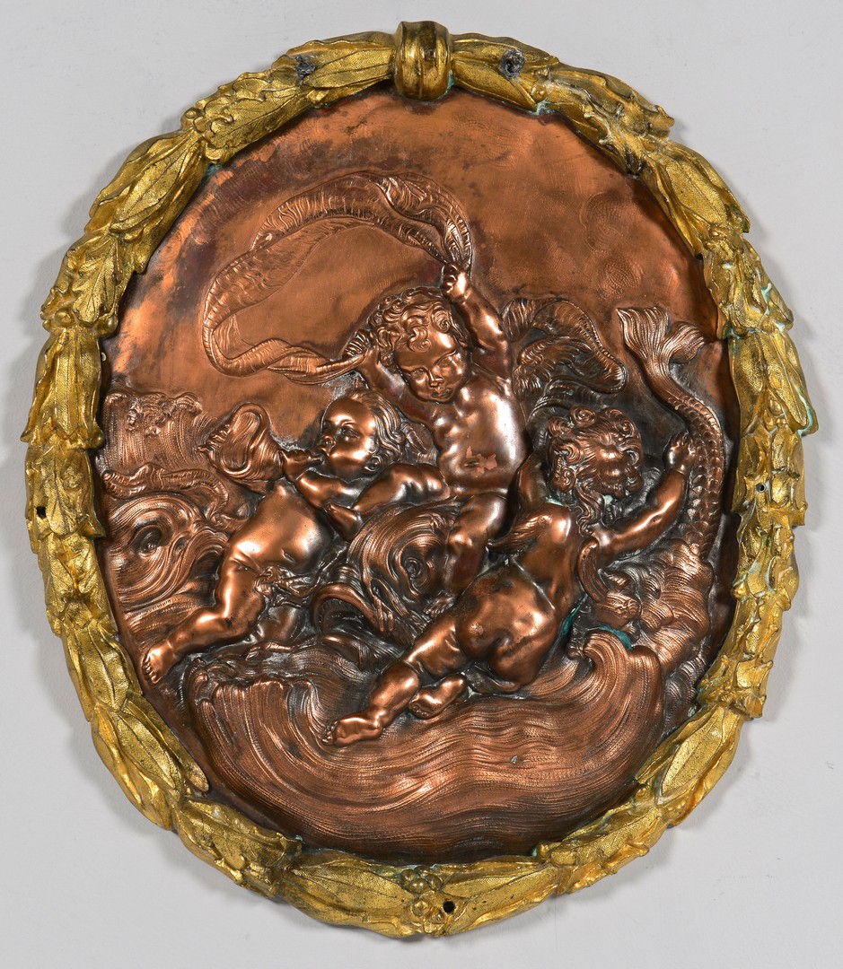Lot 160: Bronze framed copper plaque