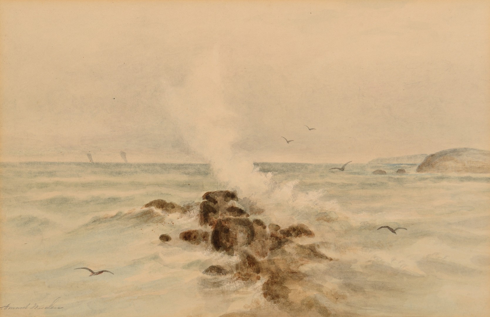 Lot 173: Maria Howard Weeden, Watercolor Seascape