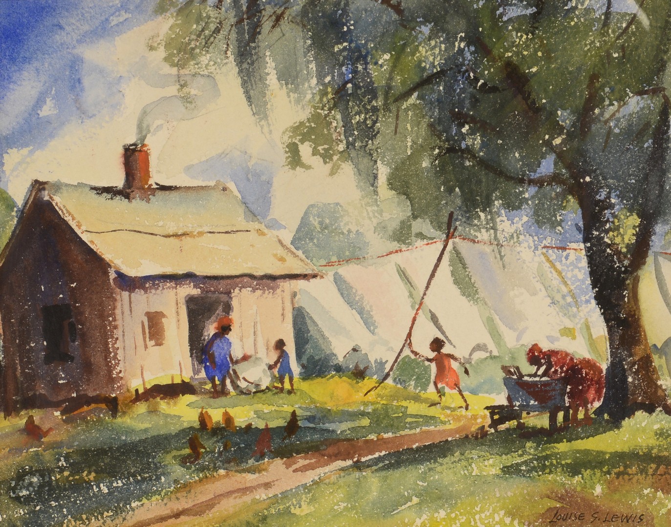 Lot 175: 2 Watercolors of African-American Homesteads, incl