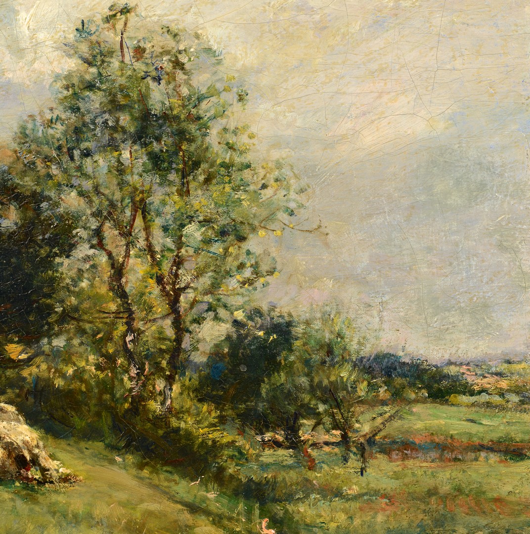 Lot 191: Mark Fisher Oil on Canvas Landscape w/ Cows