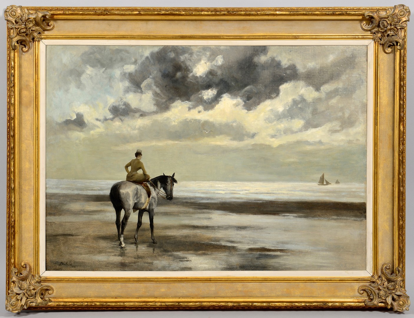 Lot 216: Jean Joseph Delvin Oil on Canvas Seascape