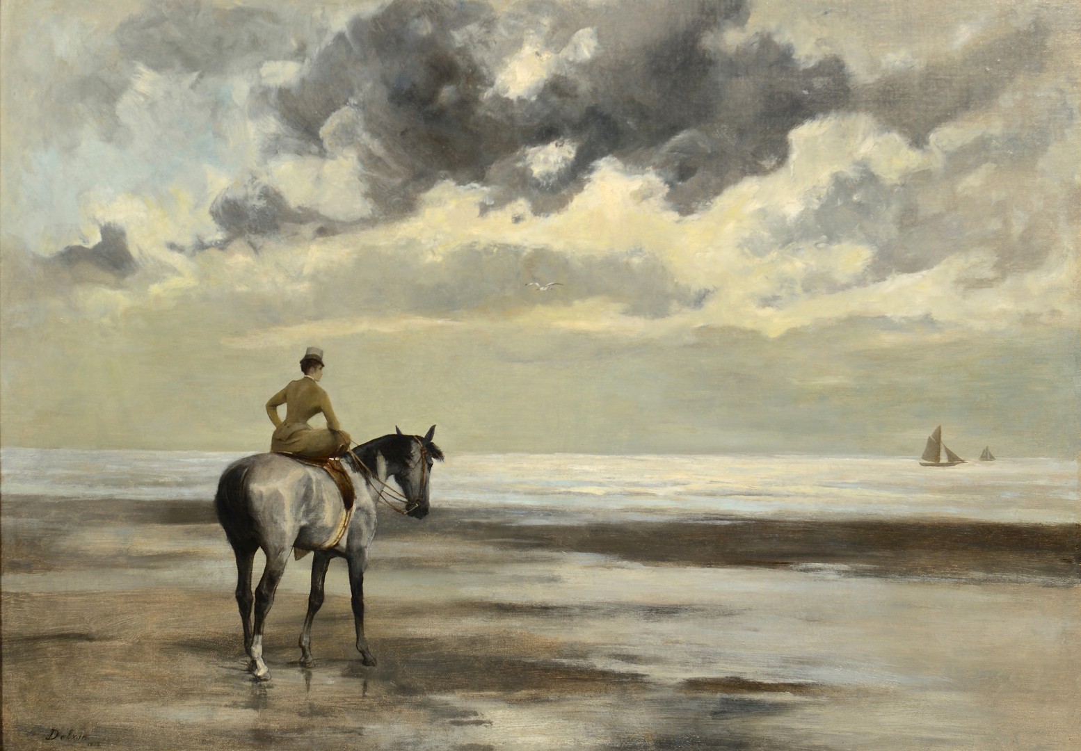 Lot 216: Jean Joseph Delvin Oil on Canvas Seascape