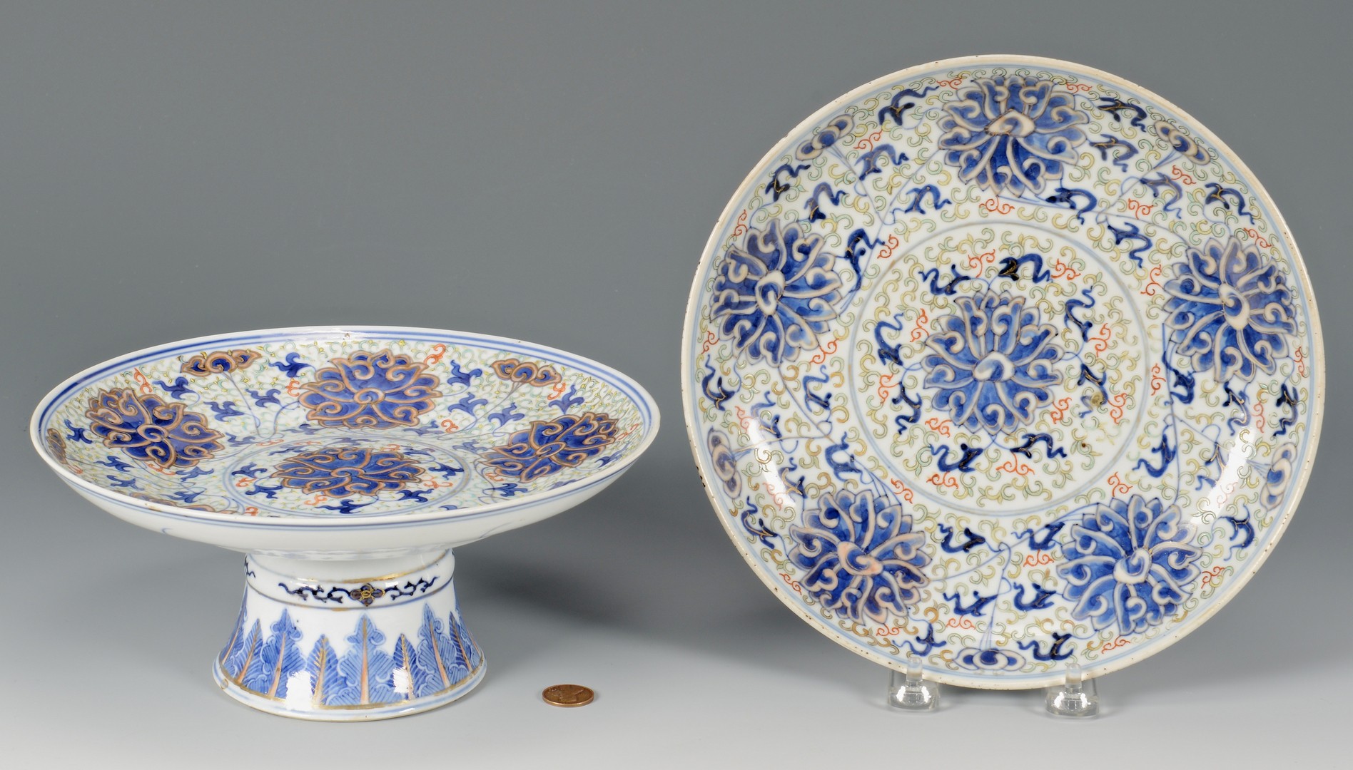 Lot 21: Chinese Famille Verte Compote & Plate