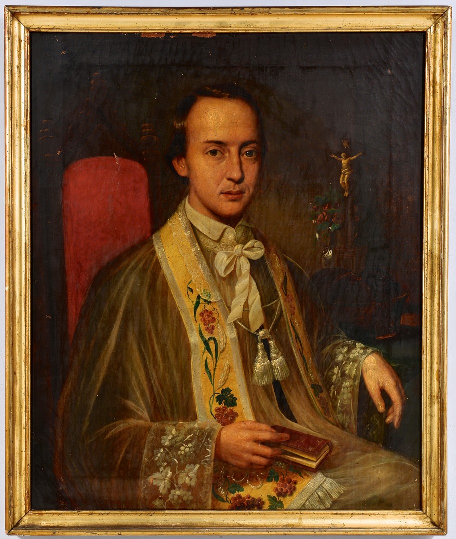 Lot 221: 18th Cent. Oil on Canvas Portrait of Clergyman