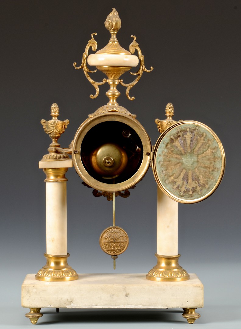 Lot 227: French Portico Clock and Garniture