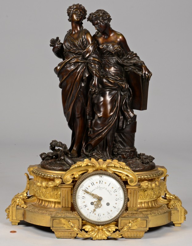 Lot 229: Large French Bronze Figural Clock, Deniere A Paris