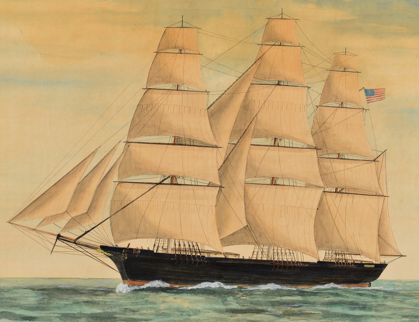 Lot 233: Ship Watercolor, Arbia, dated 1860