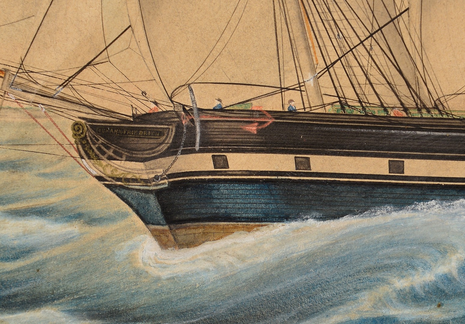 Lot 234: Ship watercolor, Lohann. Friedrich.
