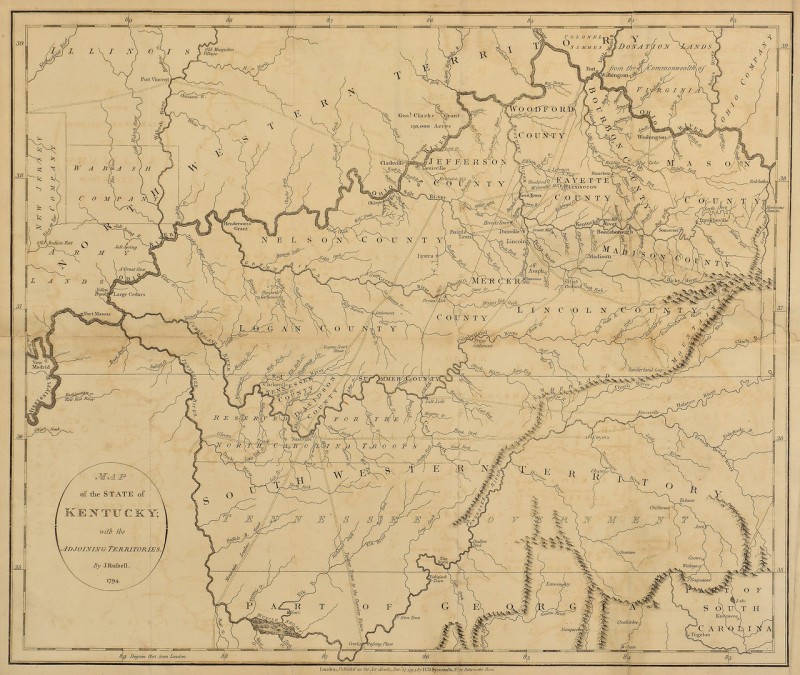 Lot 238: 1794 Map of the State of Kentucky