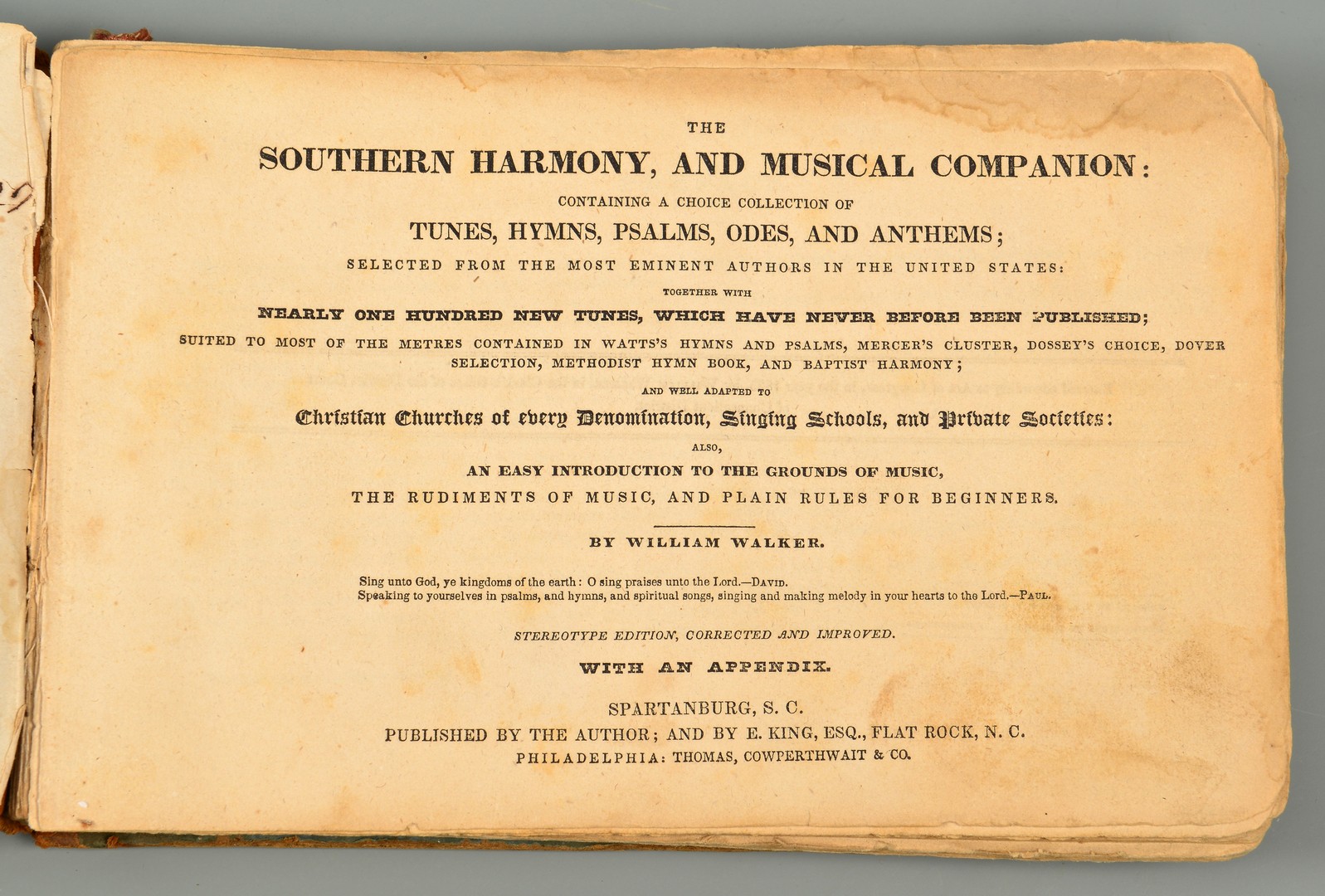 Lot 247: Southern Harmony & Musical Companion, Spartanburg