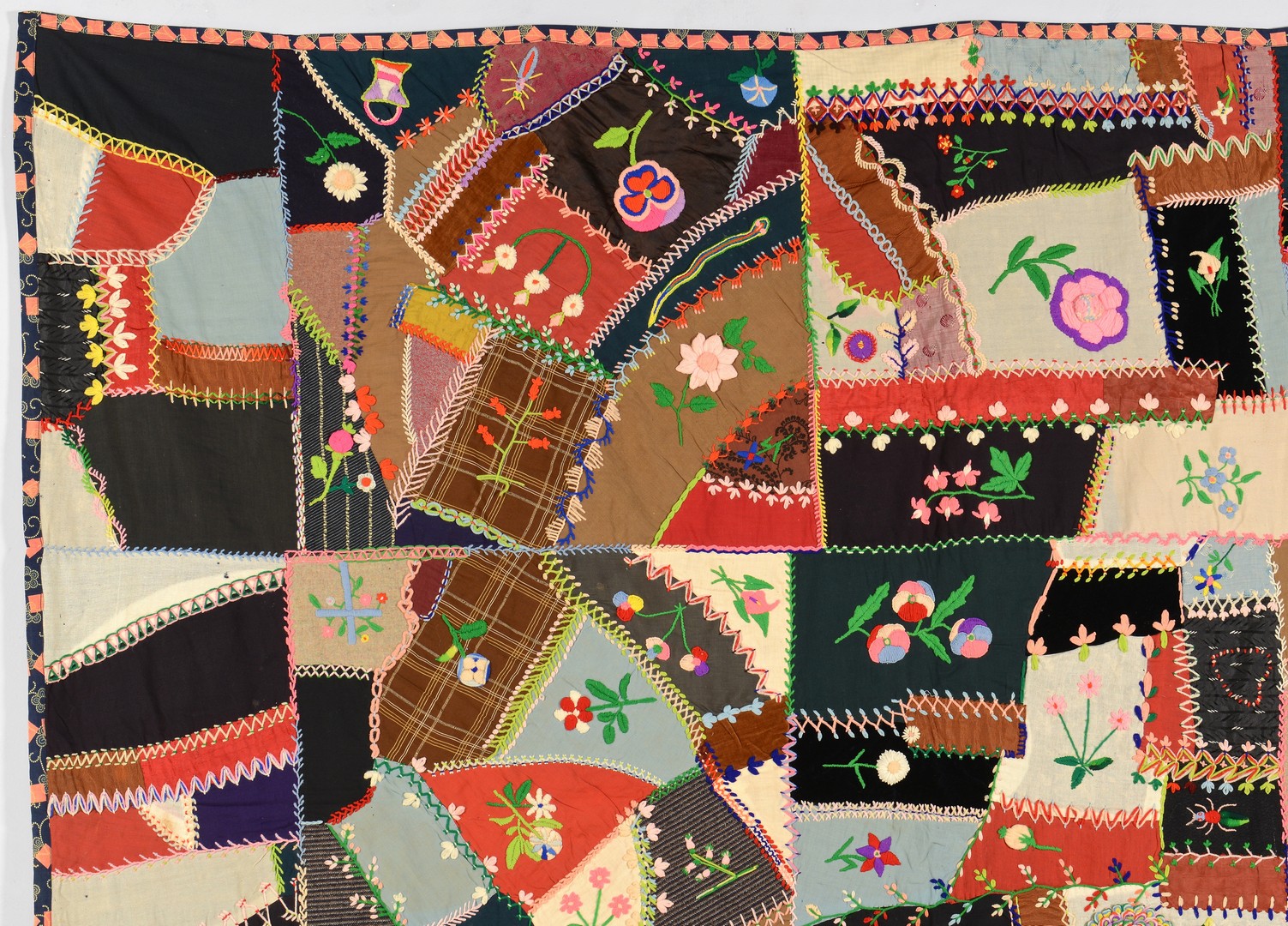Lot 274: Signed Pictorial Crazy Quilt