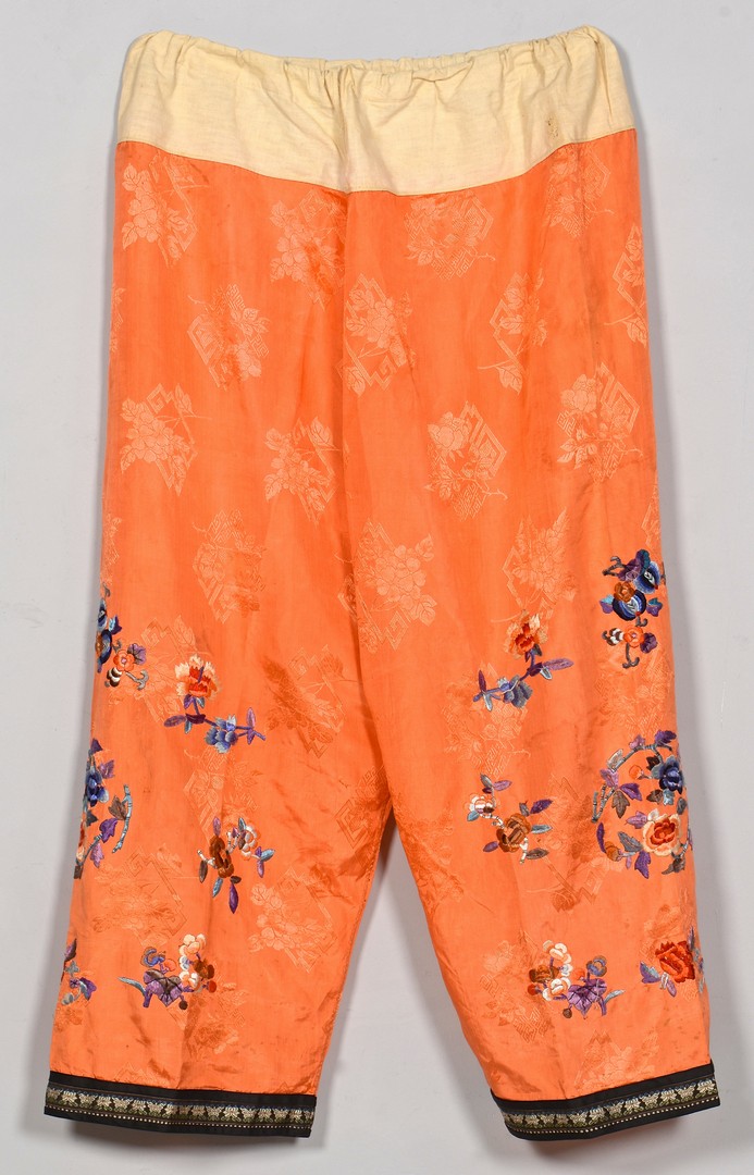 Lot 28: Chinese Mandarin Robe & Pants w/ Binding Shoes