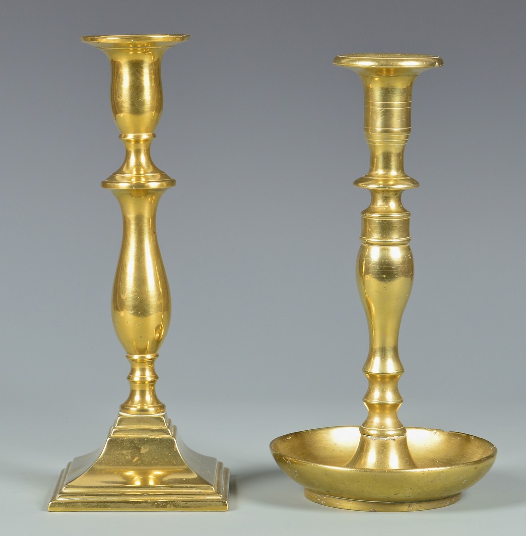 Lot 317: Bronze Candelabra & Brass Candlesticks