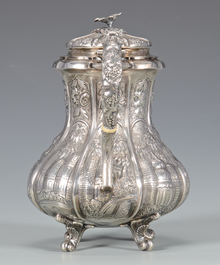 Lot 321: Coin Silver Teapot, architectural decoration