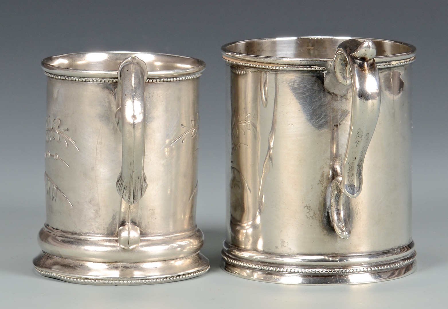 Lot 324: 2 Coin Silver Cups plus ladle
