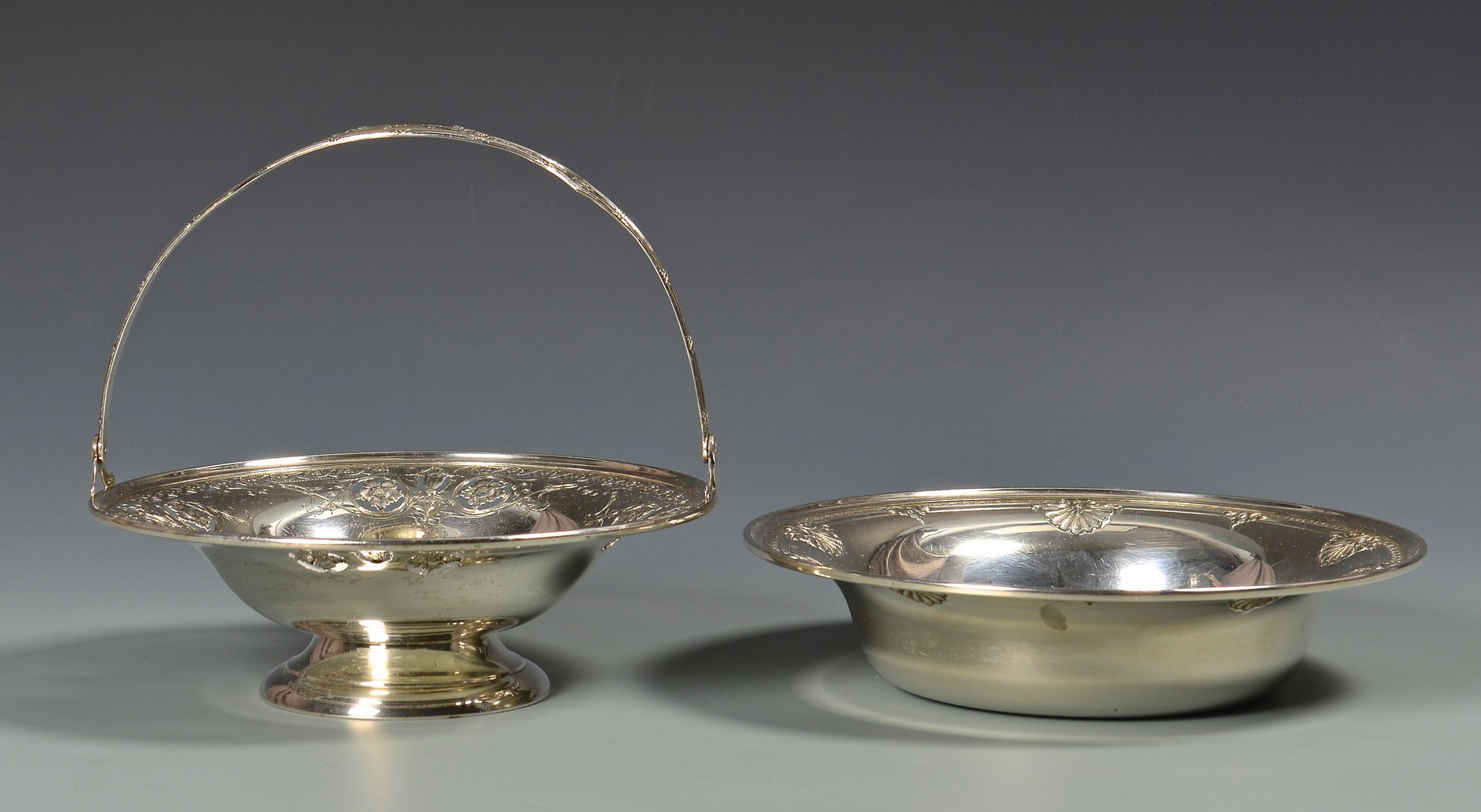 Lot 340: Sterling Silver Basket, Bowls and Tray
