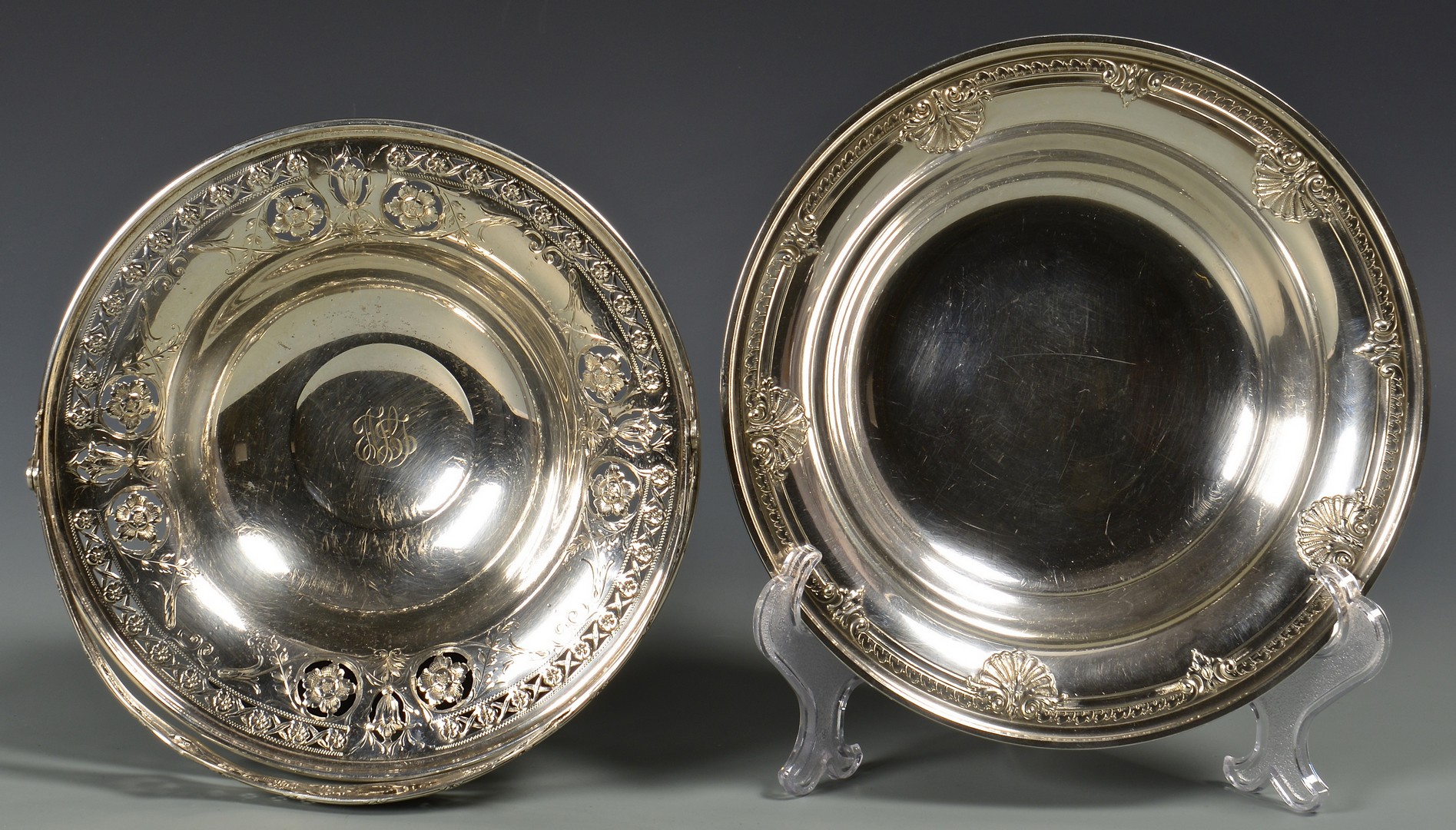 Lot 340: Sterling Silver Basket, Bowls and Tray