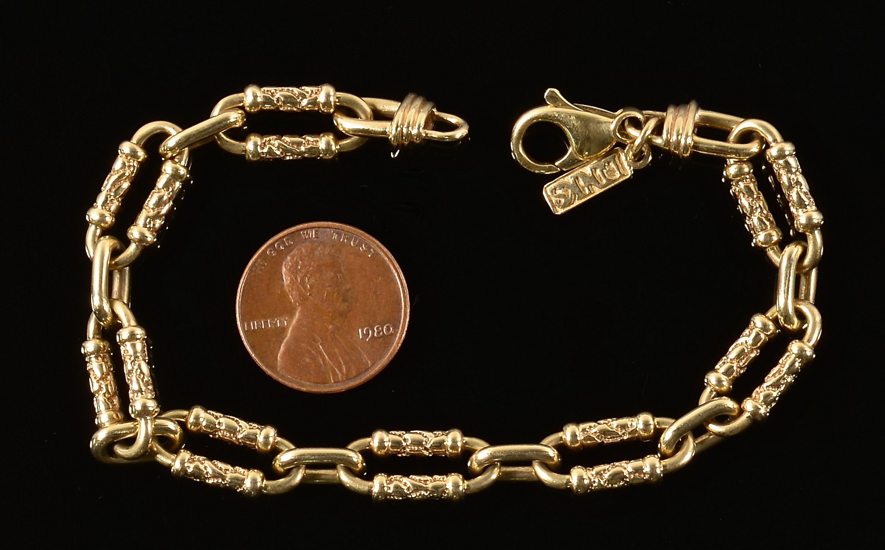 Lot 344: 14K Gold Link Bracelet, 8" L