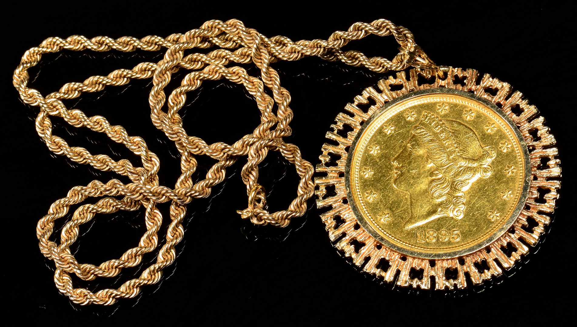 Lot 348: 1895 $20 Coin Pendant Necklace