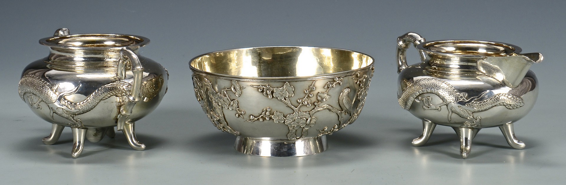 Lot 34: Chinese Export Silver Tea Service and Tray
