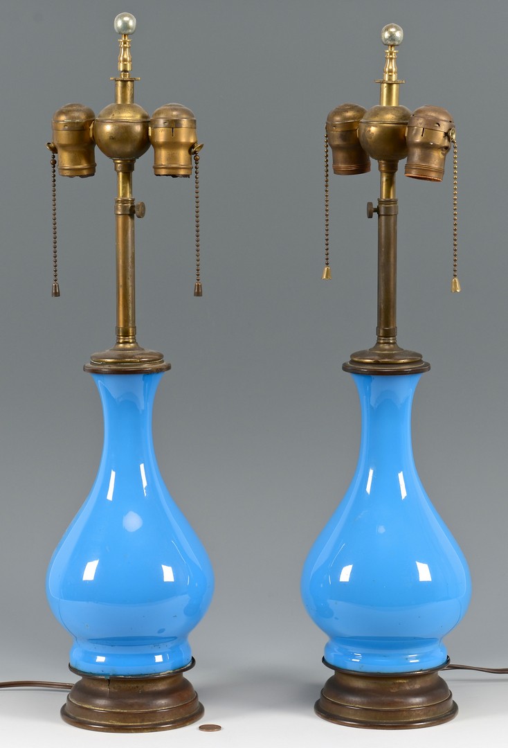Lot 414: 2 Pair of Lamps, Prunus & Turquoise