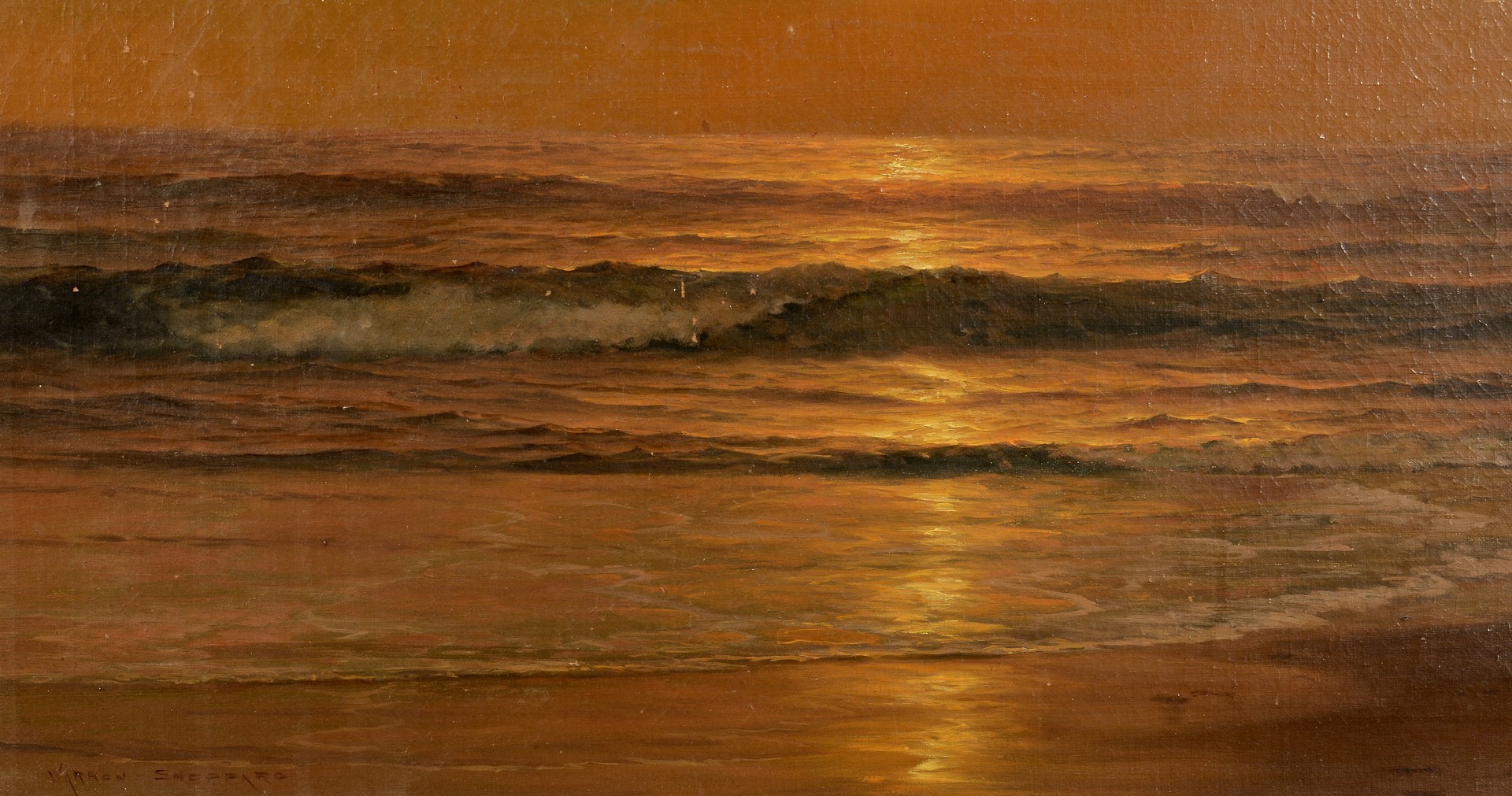 Lot 458: Warren Sheppard Oil on Canvas Seascape