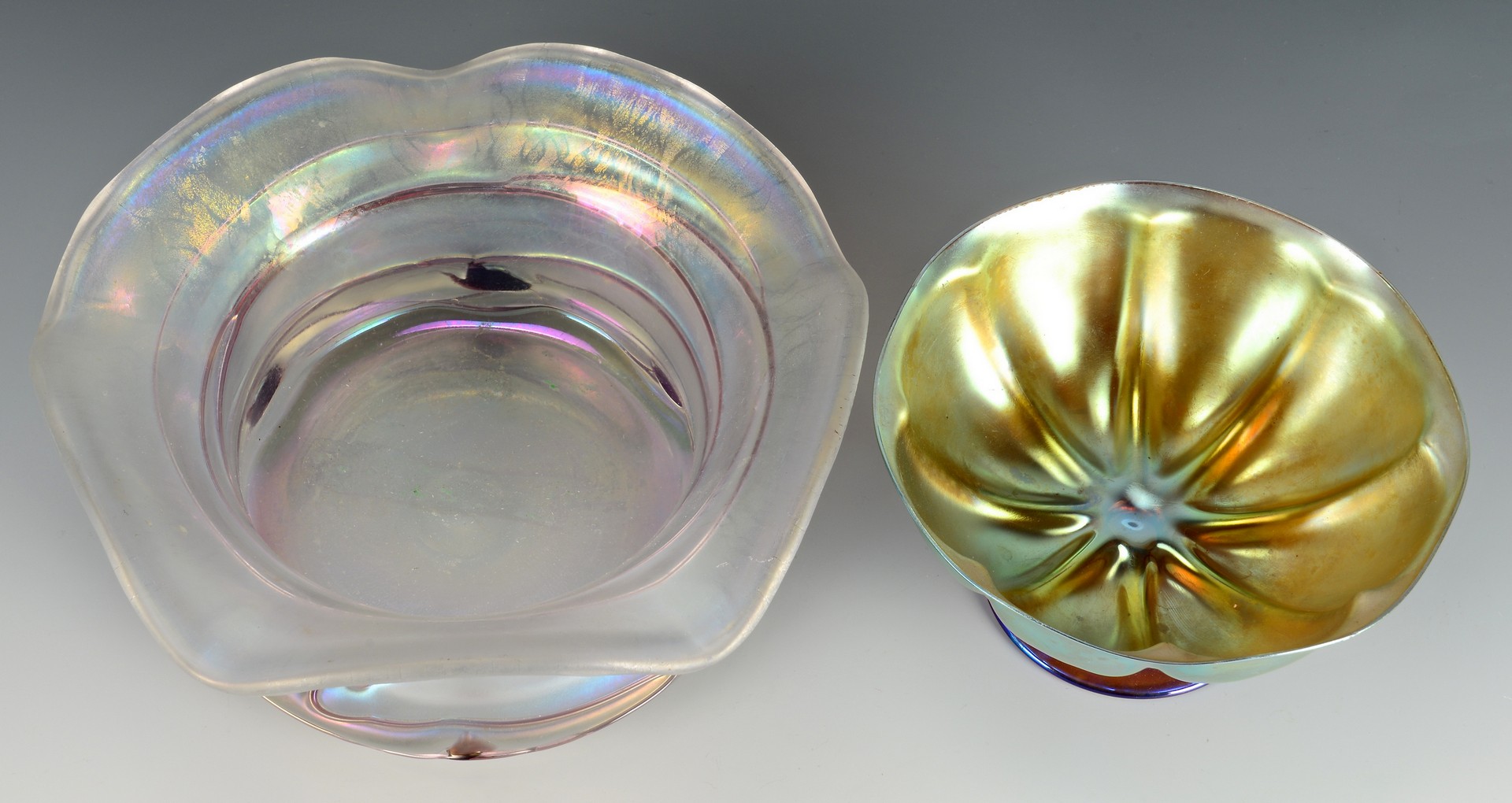Lot 468: 2 Art Glass Bowls, 1 poss. Steuben