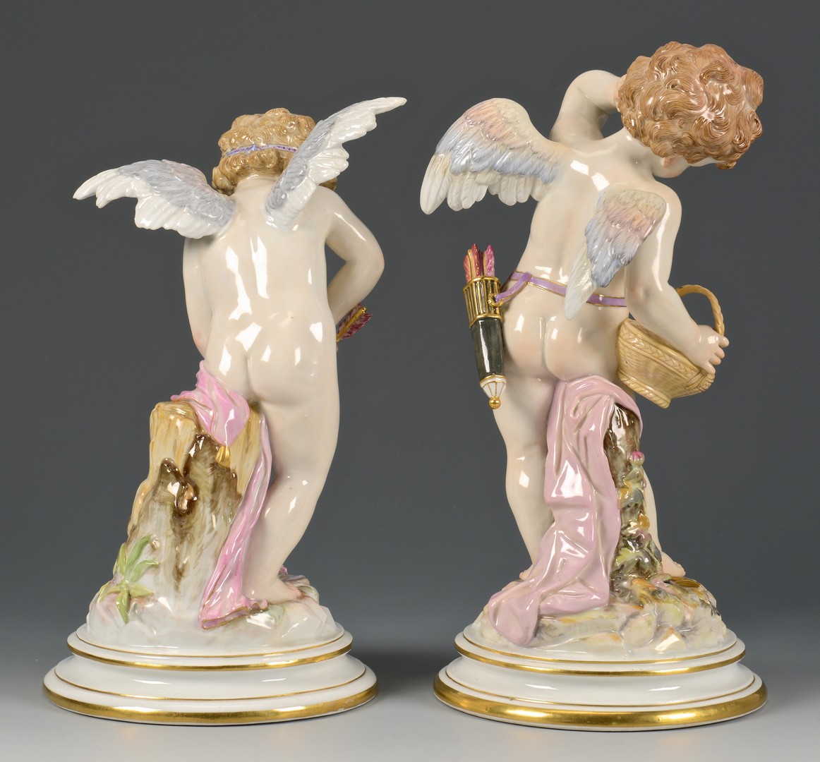 Lot 475: Pr. Large Meissen Cupid Figures