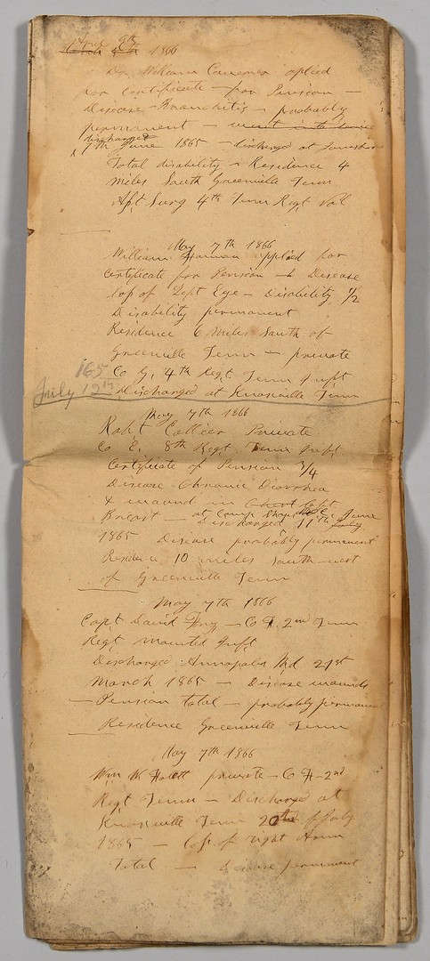 Lot 502: Greene Co. TN Civil War Documents incl. Wounded Li