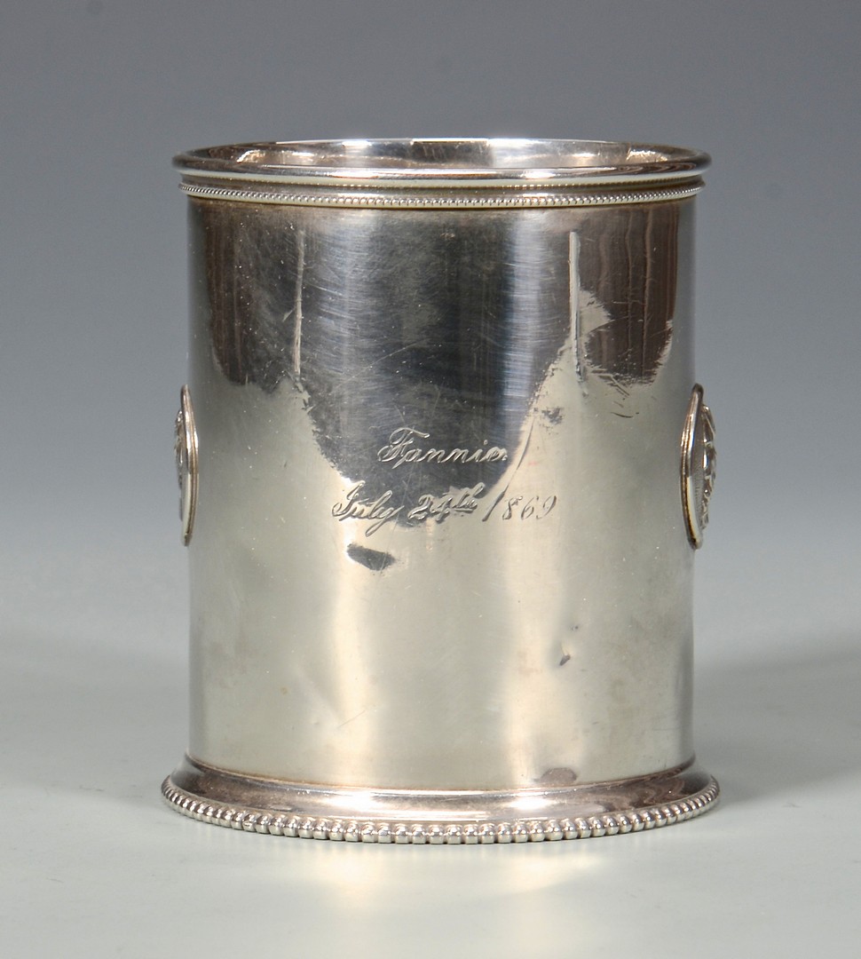 Lot 50: Medallion Cup and Jaccard Creamer, coin silver