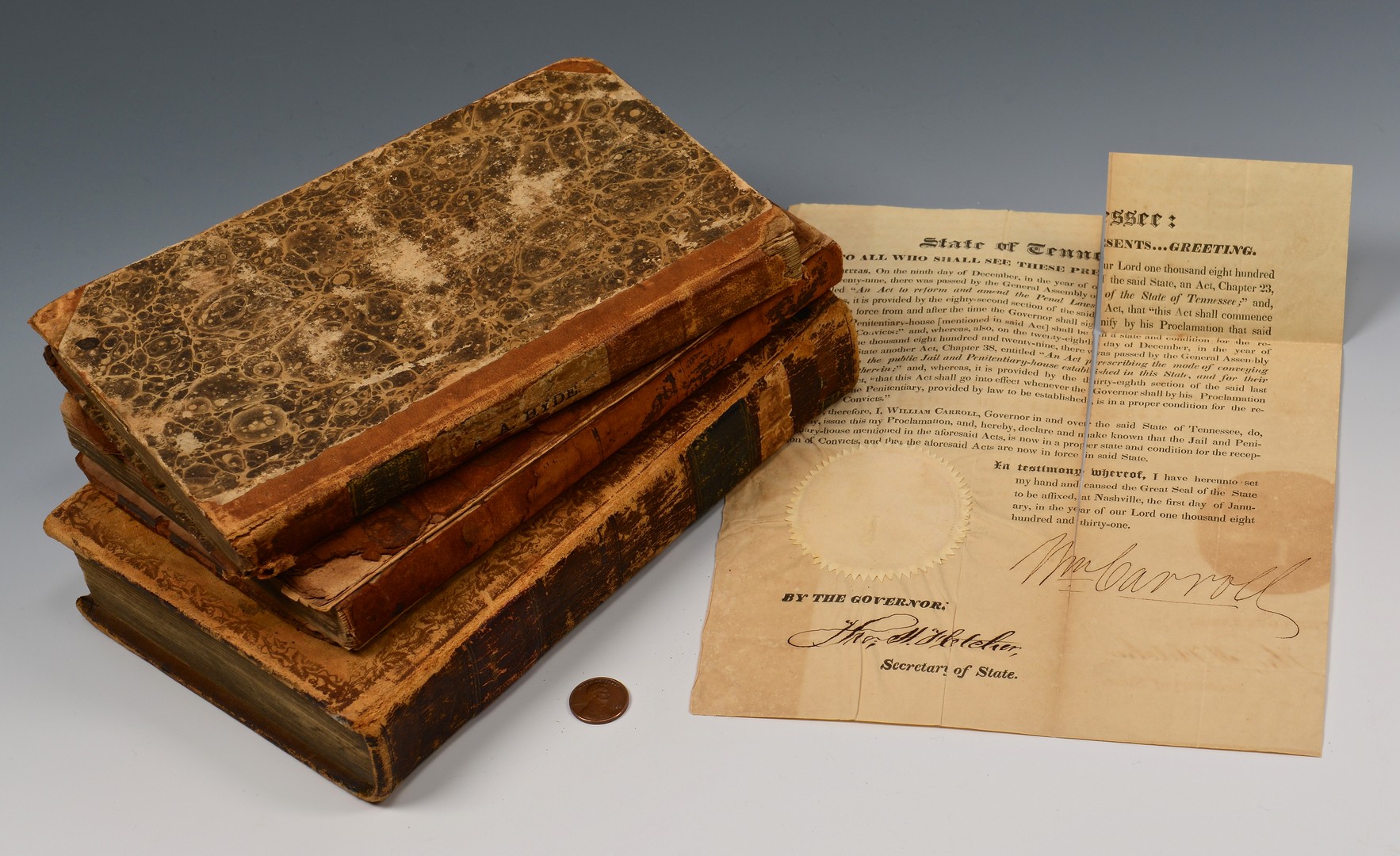 Lot 511: 3 Early TN Legal Books and document