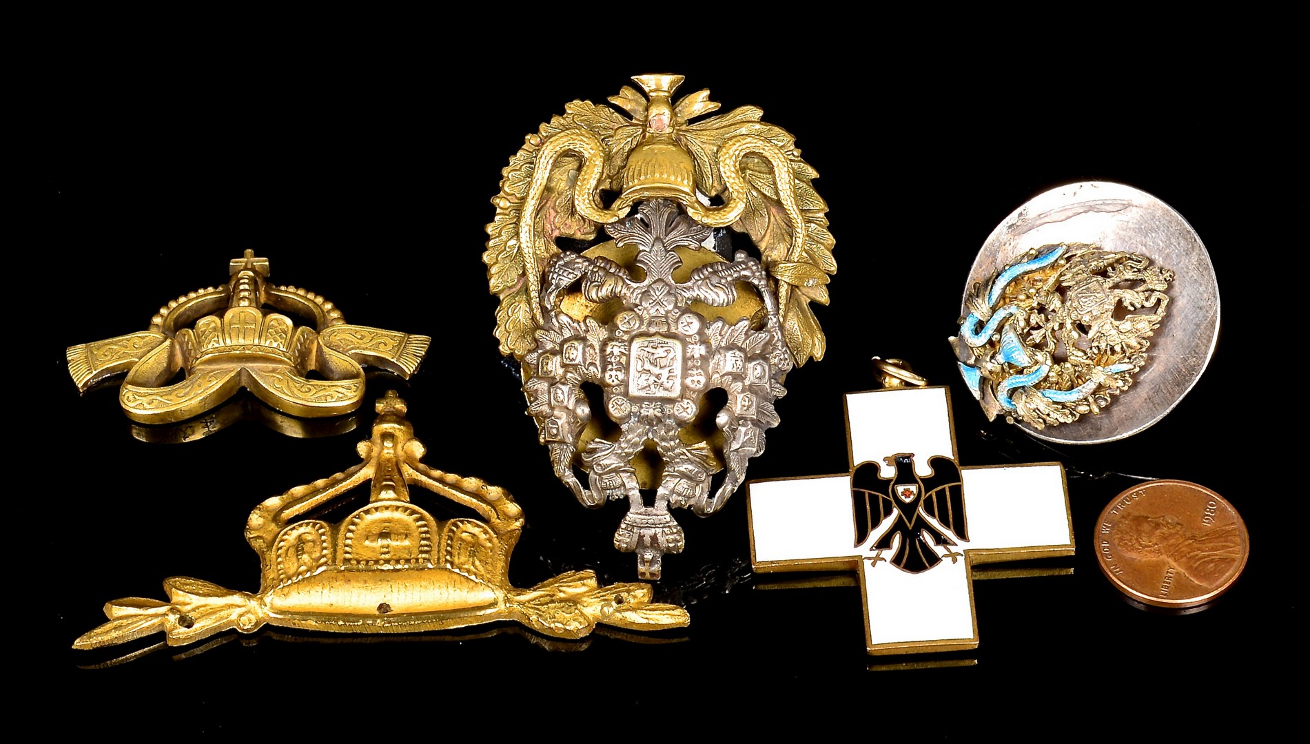 Lot 520: 5 Russian Badges & Medals, incl. Imperial Russian