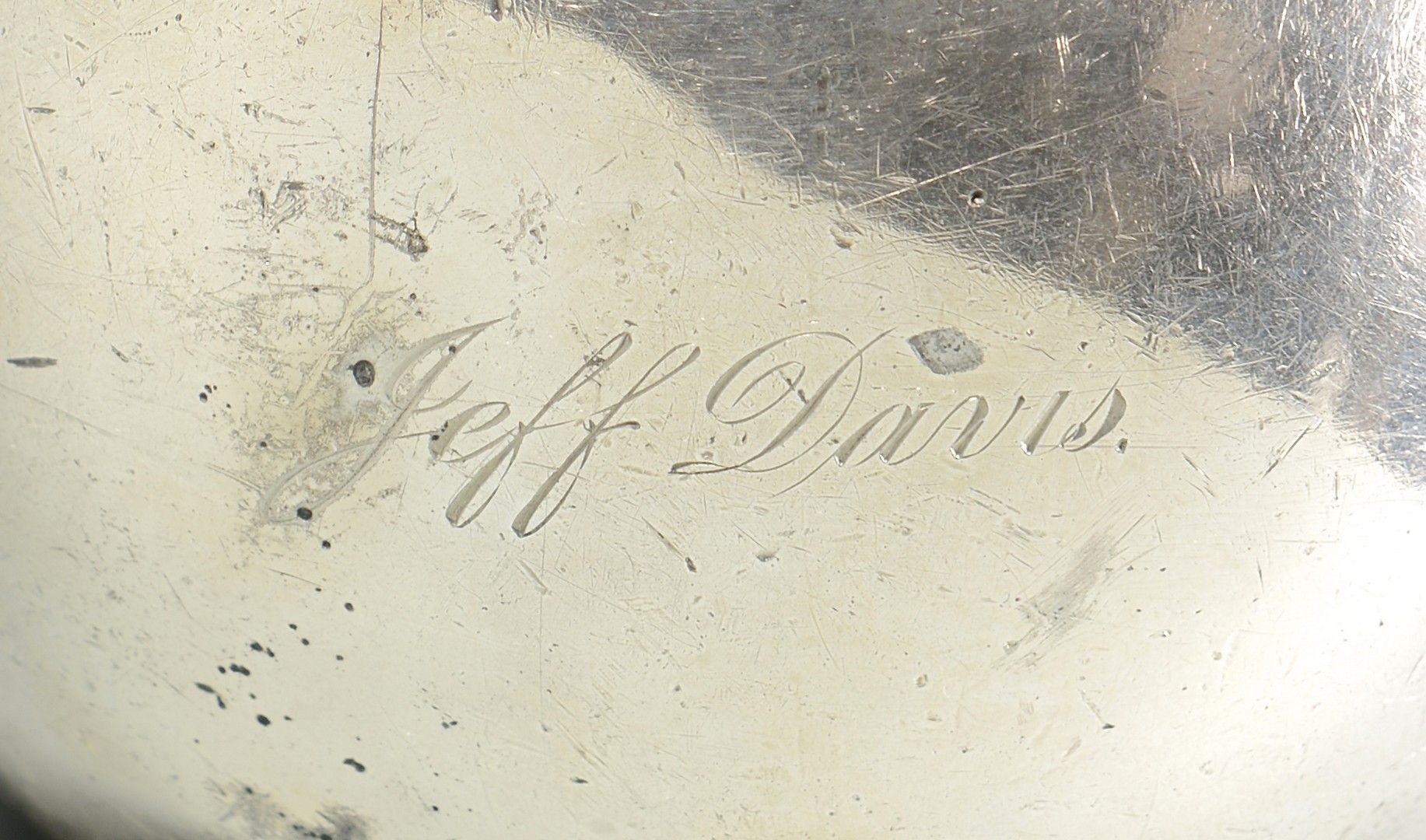 Lot 53: Coin Silver Dipper, Jeff Davis inscription