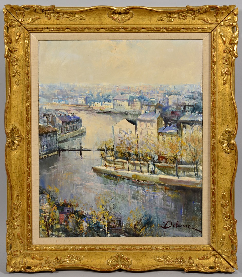 Lot 543: French Oil on Canvas Paris Scene, DeLaRue