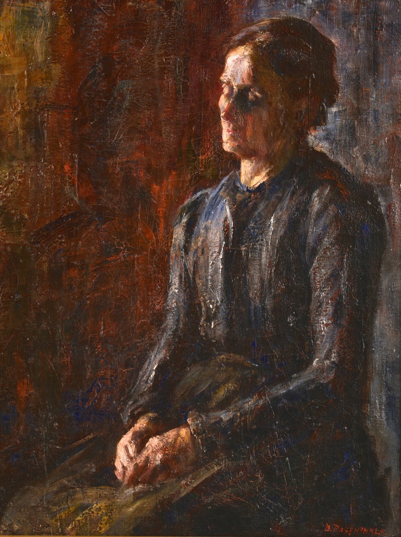 Lot 557: David Rosenthal Oil on Canvas Portrait