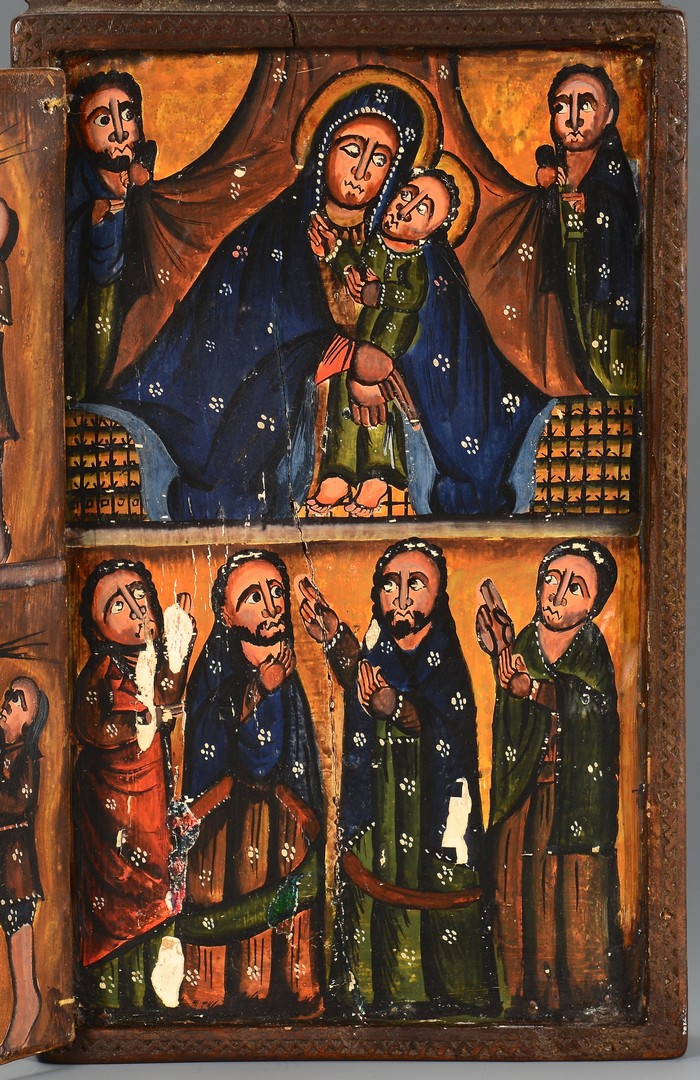 Lot 601: 4-Panel Painted Ethiopian Coptic Icon
