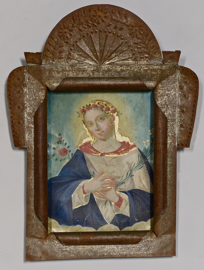 Lot 605: Tin Retablo, Virgin Mary
