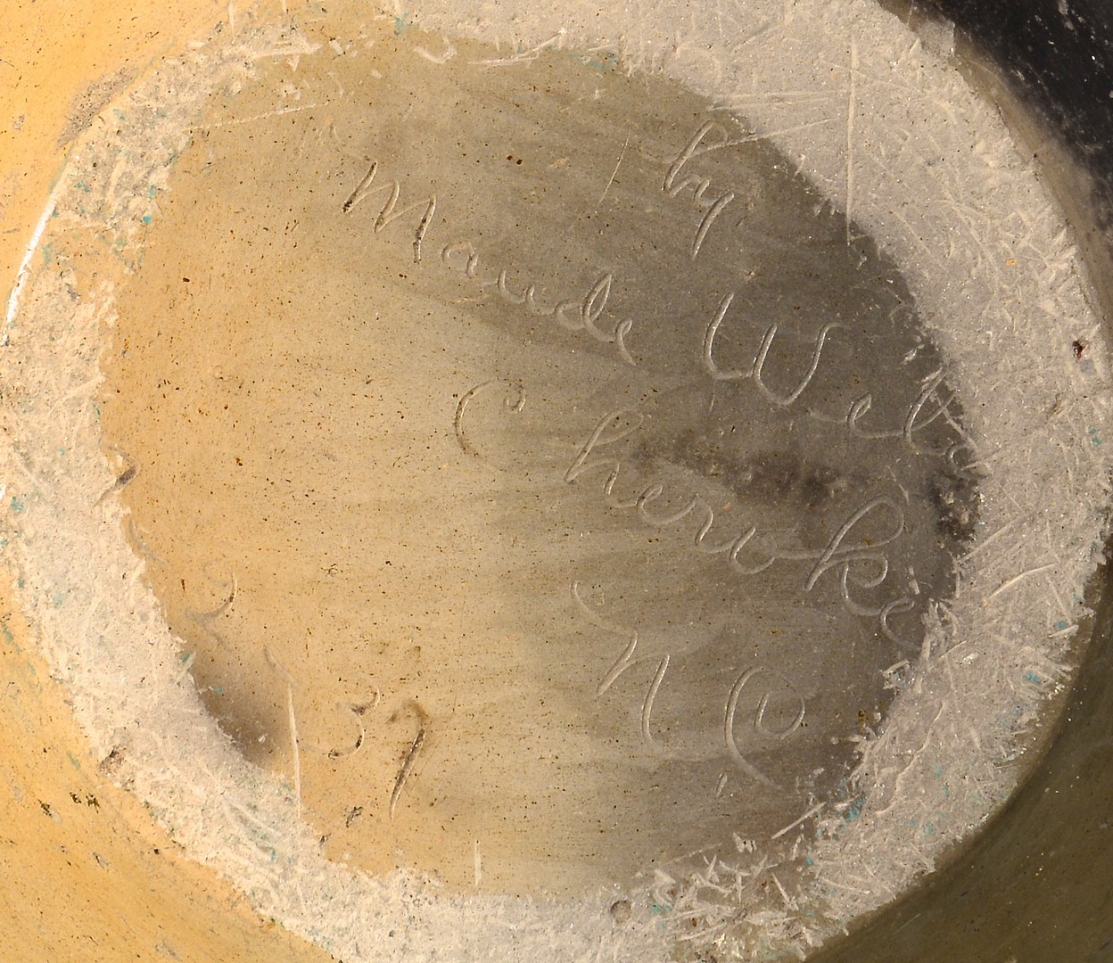 Lot 631: Signed NC Cherokee Pottery Jar, Maude Welch