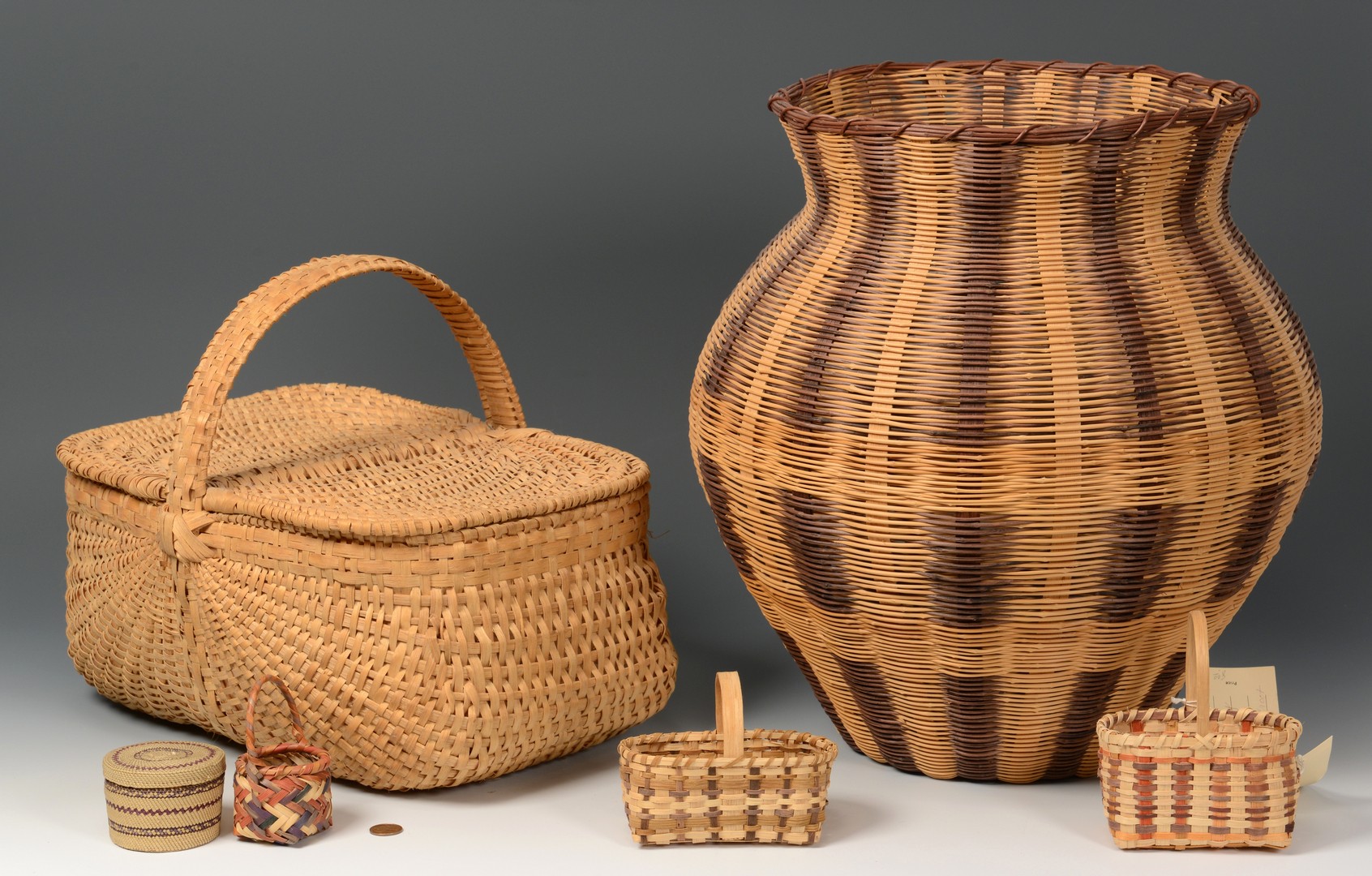 Lot 633: 6 Native American Baskets, incl. Cherokee
