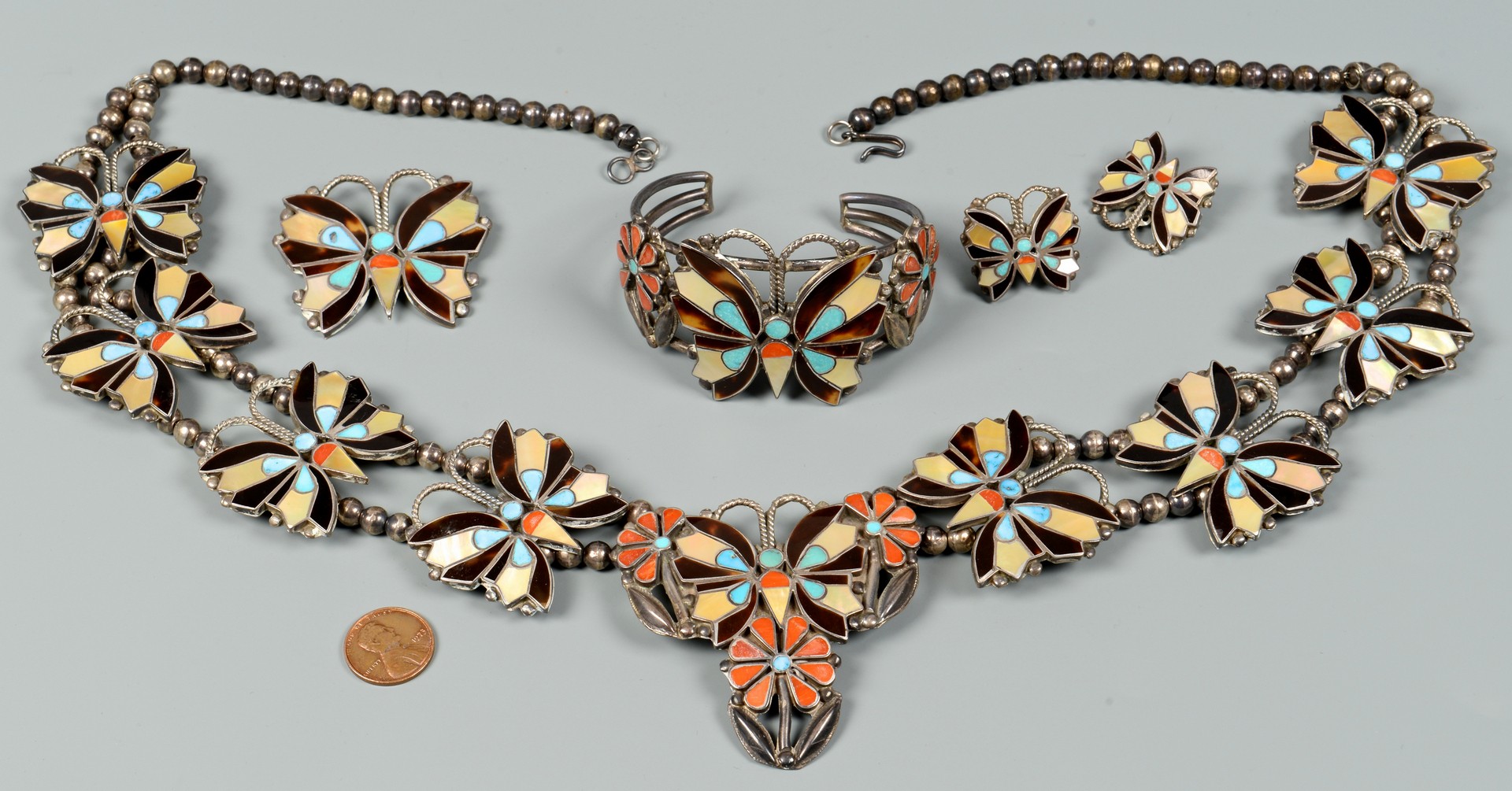 Lot 634: Zuni Jewelry Grouping, Rosita Wallace, 4 pcs.