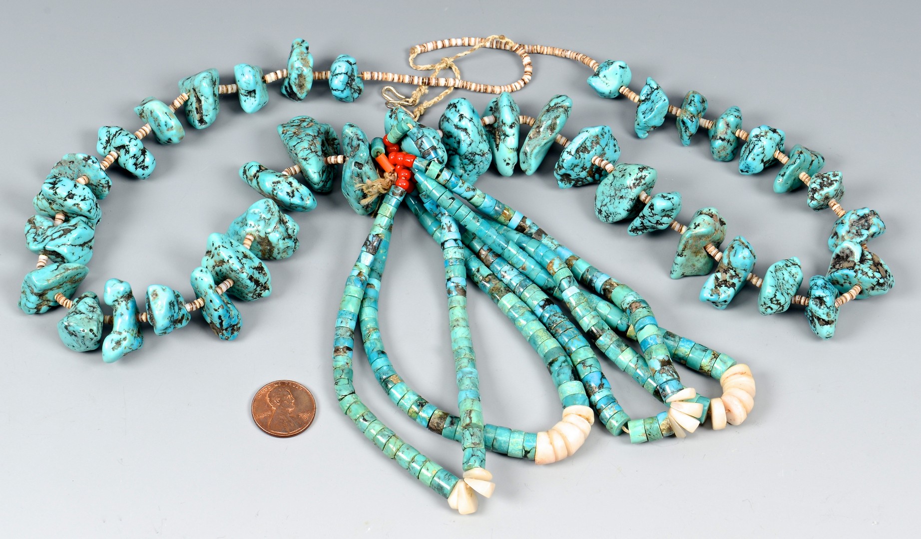 Lot 638: Pueblo Turquoise Jaclas Necklace