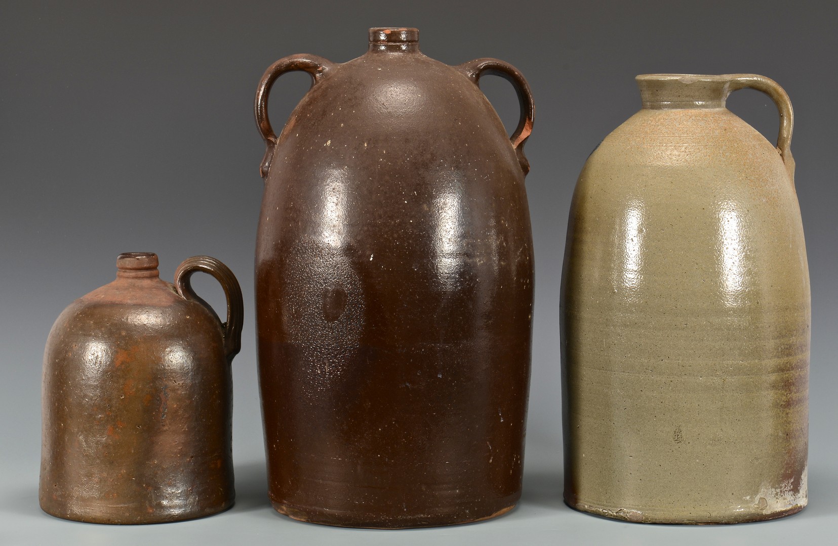 Lot 654: Grouping of 3 East TN pottery jugs