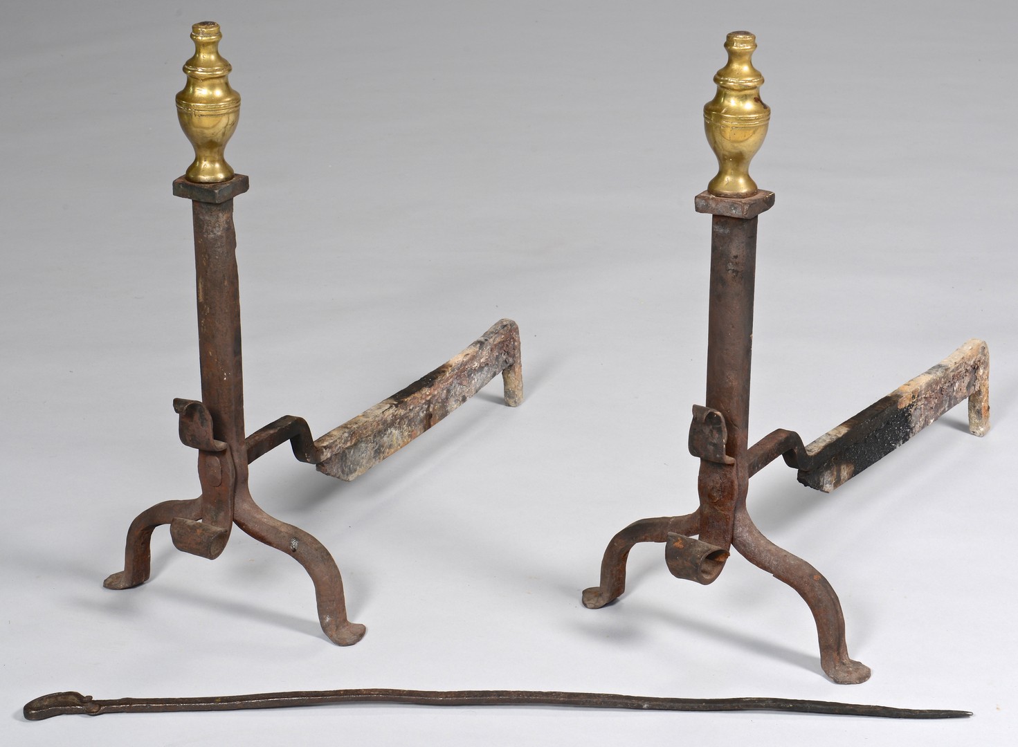 Lot 676: Federal Andirons and fireplace Poker