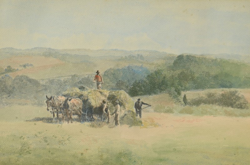 Lot 680: Charles Mortimer Thompson Watercolor Farming Scene