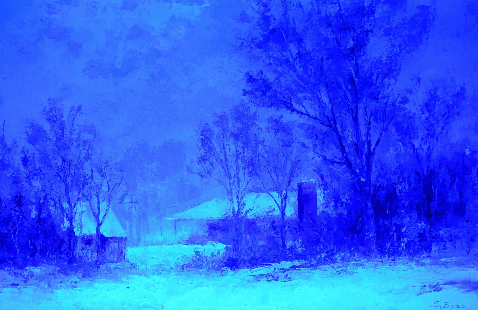 Lot 697: Sandor Bodo O/C, Winter Landscape