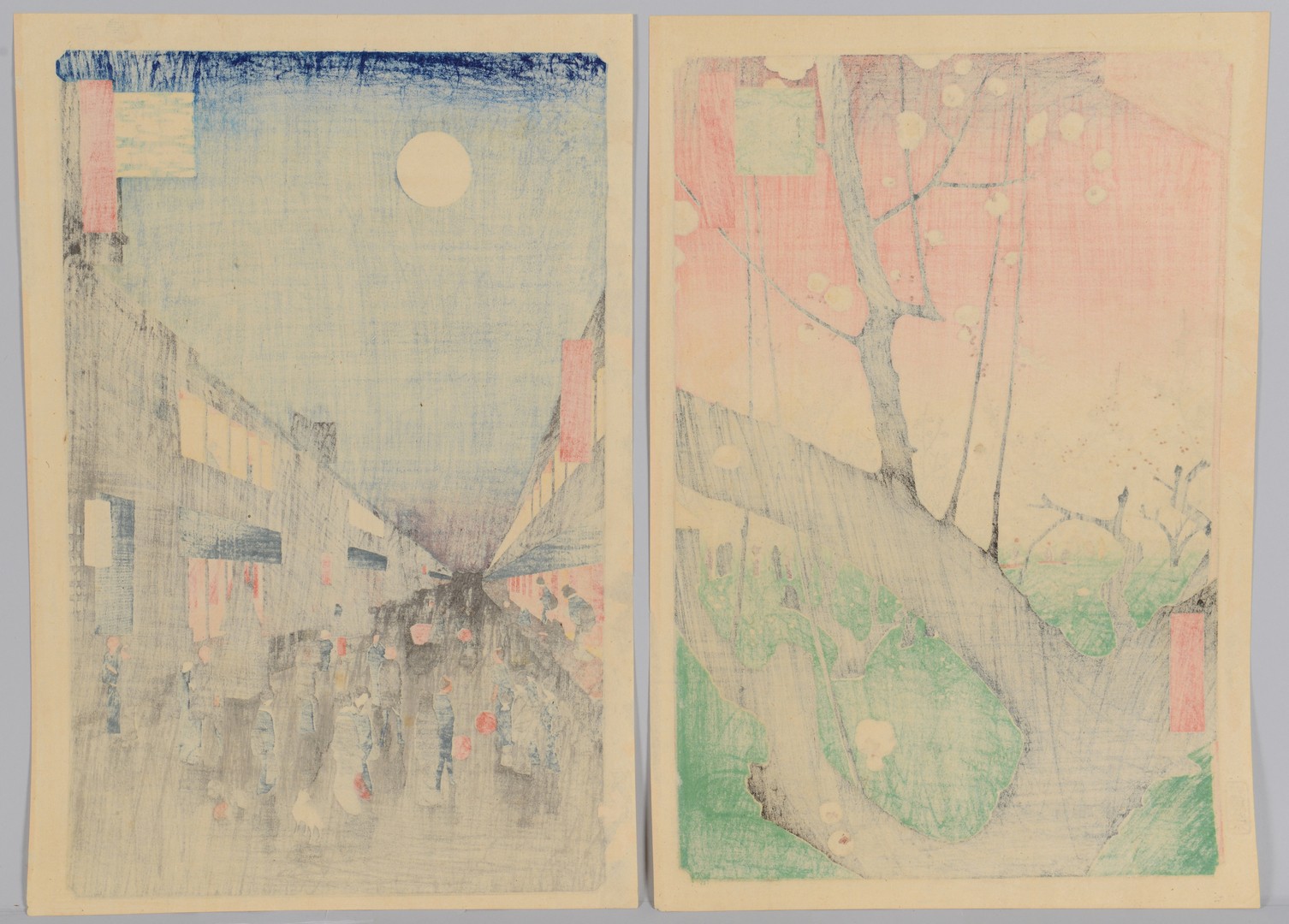 Lot 714: Hiroshige Plum Estate & Saruwaka Woodblocks