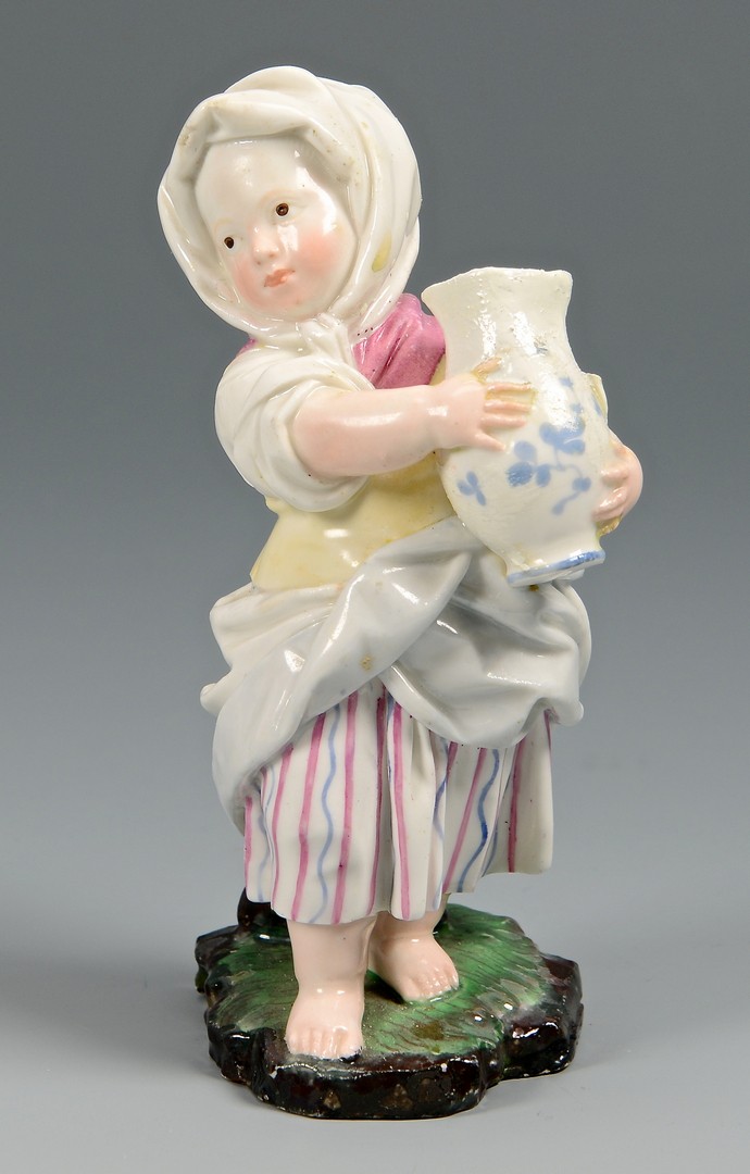Lot 721: 2 German Porcelain Figurines and 1 Meissen Putto C